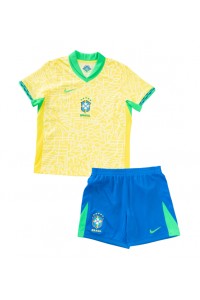 Brazilië Babytruitje Thuis tenue Kind Copa America 2024 Korte Mouw (+ Korte broeken)